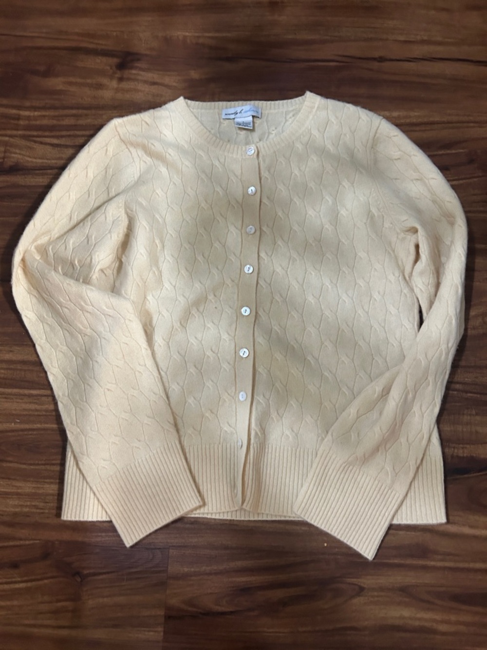 Wendy Bellissimo Pale Yellow Cable-Knit Button Cardigan - Picture 2 of 5